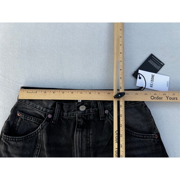 RE/DONE High Rise Loose Women's‎ Black Wash Denim Jeans Split Hem Size 26 NWT - Picture 9 of 12